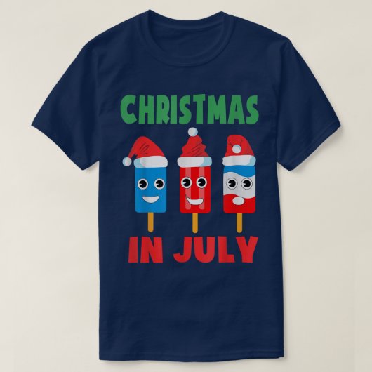 Weihnachten im Juli Eis Pop in Weihnachtsmannmütze T-Shirt (Design vorne)