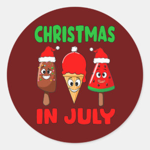 Weihnachten im Juli Eiscreme in Santa Hut Kinder Runder Aufkleber