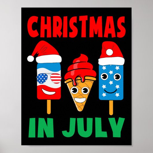 Weihnachten im Juli Eiscreme Pop in Weihnachtsmann Poster (Vorne)