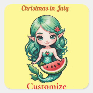Weihnachten im Juli Elf Mermaid Thunder_Cove Quadratischer Aufkleber