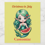 Weihnachten im Juli Elf Mermaid Thunder_Cove Weinetikett (Einzelnes Label)
