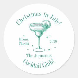 Weihnachten im Juli Familienname Cocktail Party Runder Aufkleber