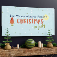 Weihnachten im Juli Familienname Summer Party Blue