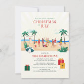 Weihnachten im Juli Familienstrand Einladung (Vorderseite)
