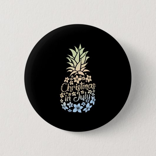 Weihnachten im Juli Farbiger Ananas Strand Sommer Button (Vorderseite)