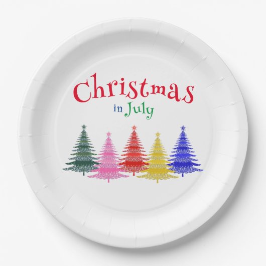 Weihnachten im Juli farbiges Party Pappteller (Vorderseite)