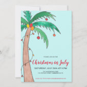 Weihnachten im Juli Feierlichkeiten Palm Tree Part Einladung (Vorderseite)
