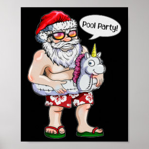 Weihnachten im Juli-Feiertag Weihnachtsmann Einhor Poster
