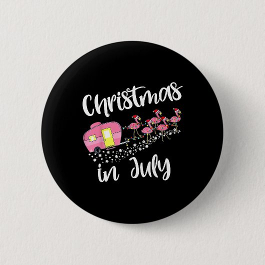 Weihnachten im Juli Flamingo Camping Camper Button (Vorderseite)
