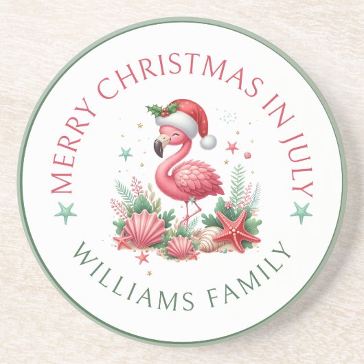 Weihnachten im Juli Flamingo Getränkeuntersetzer (Vorne)
