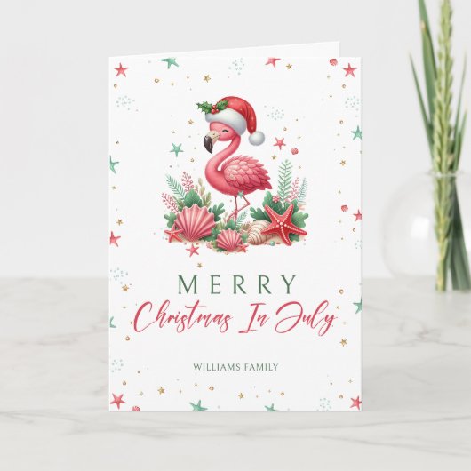 Weihnachten im Juli Flamingo Karte (Vorderseite)