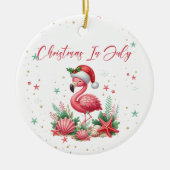 Weihnachten im Juli Flamingo Keramik Ornament (Vorne)