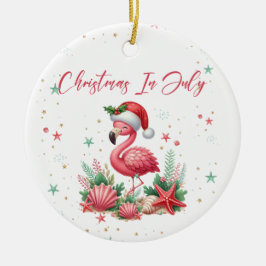 Weihnachten im Juli Flamingo Keramik Ornament