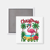 Weihnachten im Juli Flamingo Magnet (Vorderseite/Rückseite)