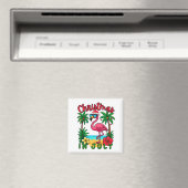 Weihnachten im Juli Flamingo Magnet (In Situ (Geschirrspüler))