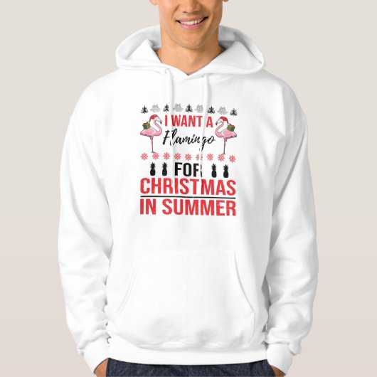 Weihnachten im Juli Flamingo Merry Sommer Ugly Hoodie (Vorderseite)