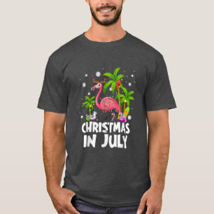 Weihnachten im Juli Flamingo Palm Tree Beach Somme T-Shirt