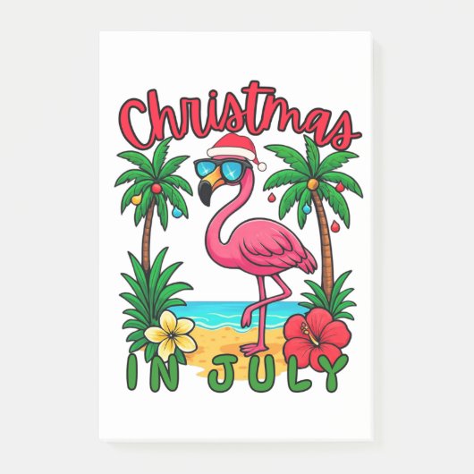 Weihnachten im Juli Flamingo Post-it Klebezettel (Vorderseite)