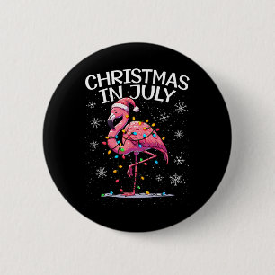 Weihnachten im Juli Flamingo Santa Summer Weihnach Button