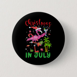 Weihnachten im Juli Flamingo Santa Summer Weihnach Button