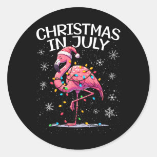 Weihnachten im Juli Flamingo Santa Summer Weihnach Runder Aufkleber