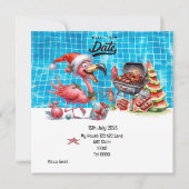 Weihnachten im Juli Flamingo Save the Date Party Einladung (Vorderseite)