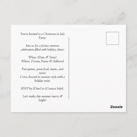 Weihnachten im Juli Flamingo Save the Date Party Postkarte (Rückseite)