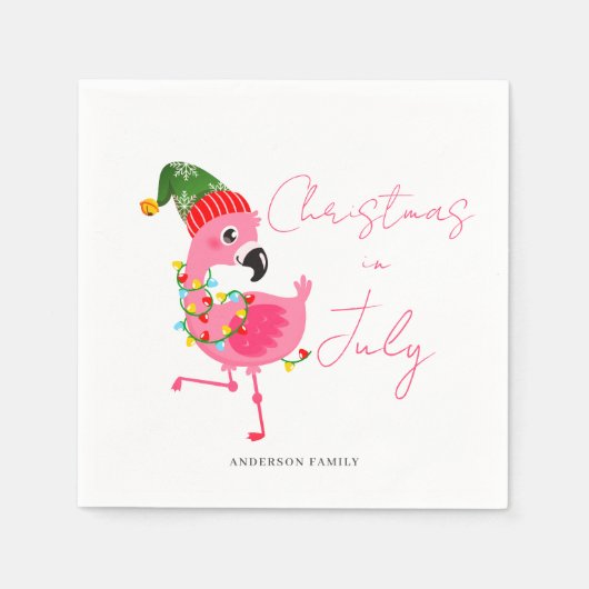 Weihnachten im Juli Flamingo Serviette (Vorderseite)