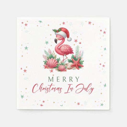 Weihnachten im Juli Flamingo Serviette (Vorderseite)