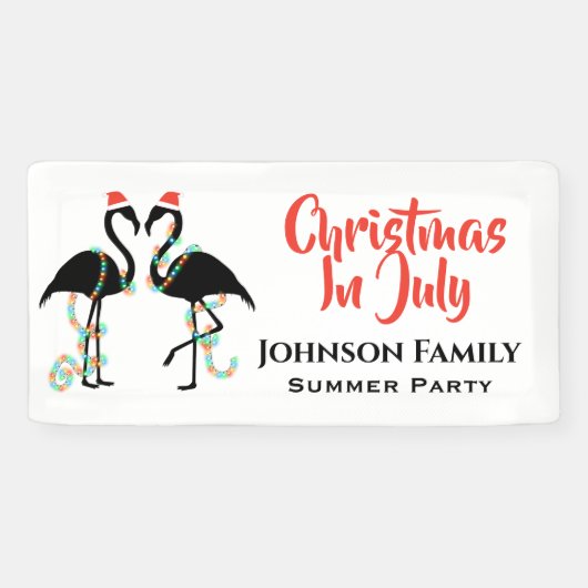 Weihnachten im Juli Flamingo Sommer Party Banner (Horizontal)
