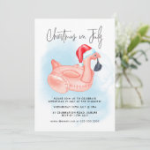 Weihnachten im Juli Flamingo Summer Pool Party Inv Einladung (Stehend Vorderseite)