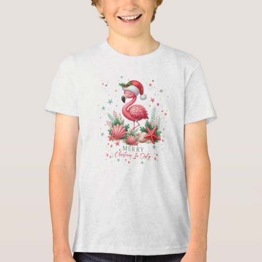 Weihnachten im Juli Flamingo Tri-Blend Shirt (Vorderseite)