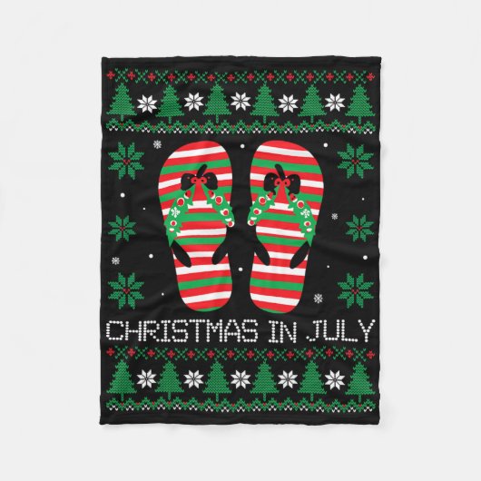 Weihnachten Im Juli Flip Flops Hässlicher Pullover Fleecedecke (Vorderseite)