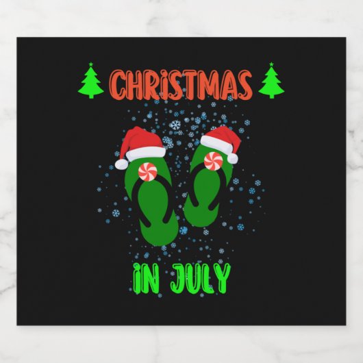 Weihnachten im Juli Flip Flops Sommer mit santa Va Schaumweinetikett (Einzelnes Label)
