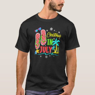 Weihnachten im Juli Flip Flops Strand Sommerferie T-Shirt