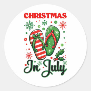 Weihnachten im Juli Flip Flops Xmas Flip Flops Som Runder Aufkleber