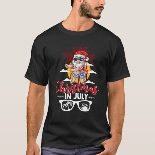 Weihnachten im Juli Funny Santa Beach Sommerurlaub T-Shirt (Vorderseite)