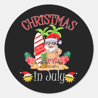Weihnachten im Juli Funny Santa Summer Beach Runder Aufkleber