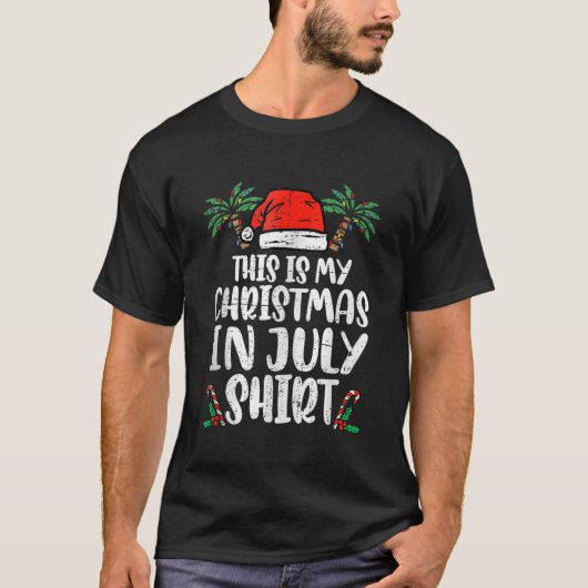 Weihnachten im Juli Funny Weihnachtsmannmütze Summ T-Shirt (Vorderseite)