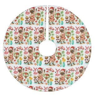 Weihnachten im Juli für Katzenliebhaber Polyester Weihnachtsbaumdecke
