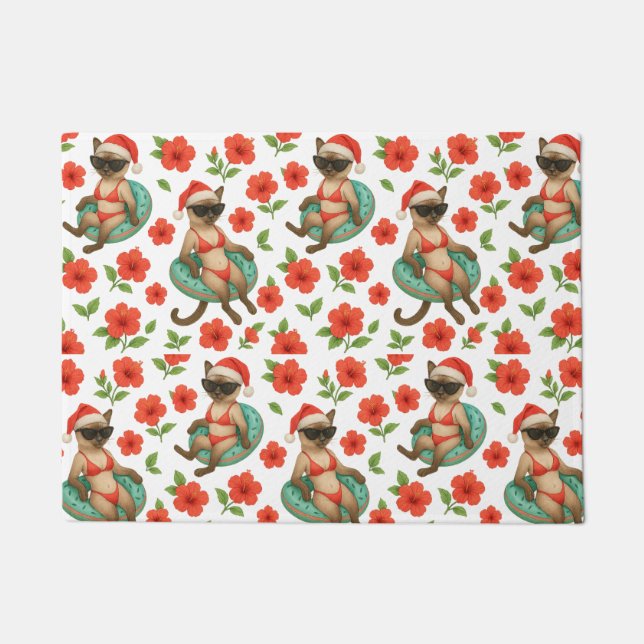 Weihnachten im Juli für siamische Katzenliebhaber  Fußmatte (Vorderseite)