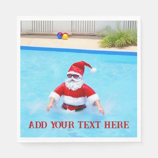 Weihnachten im Juli Geburtstag oder Sommer Pool Pa Serviette (Vorderseite)