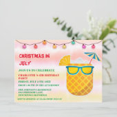 Weihnachten im Juli Geburtstagsparty Einladung (Stehend Vorderseite)