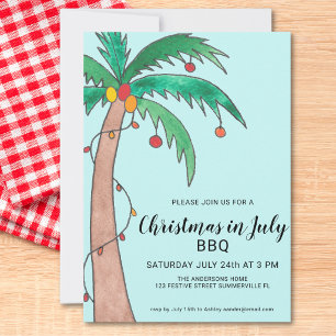 Weihnachten im Juli GRILLEN Palm Tree Einladung
