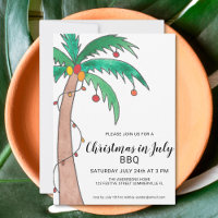 Weihnachten im Juli GRILLEN Palm Tree Einladung