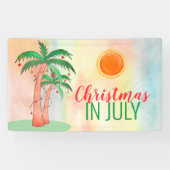 Weihnachten im Juli GRILLEN Party Palm Trees Banne Banner (Horizontal)