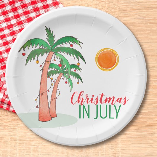 Weihnachten im Juli GRILLEN Party Palmen Bäume Pappteller