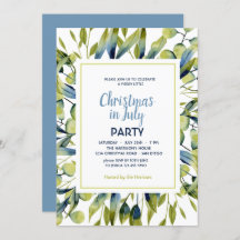 Weihnachten im Juli Grün Blau Blätter Modernes Pa