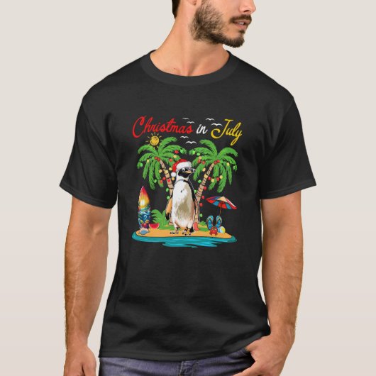 Weihnachten im Juli Hawaiian Santa Penguin Kostüm T-Shirt (Vorderseite)