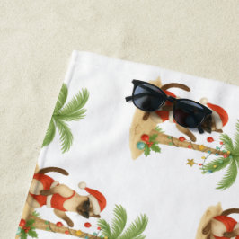 Weihnachten im Juli Hawaiianischer Roter Hibiskus  Strandtuch